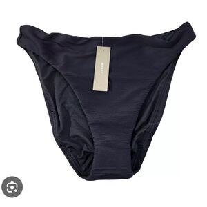 J Crew Ribbed High Rise Cheeky Bikini Bottom Black - XXS
